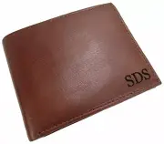 New Paul & Taylor Personalized Monogram Leather Removable Passcase Bifold Wallet