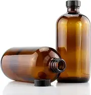 2 Pack 500ml Amber Glass Bottles with Black Cap Empty Refillable Brown Essential Oils Container