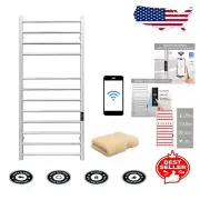 Smart WiFi Electric Towel Warmer with Timer & 12 Bars - Brushed Nickel Style