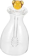 MOLUCKFU Glass Honey Dispenser Jar with Dipper Transparent Honey Container for Effortless Stirring and Pouring for Home Use and Food Storage