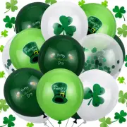 50 Pieces St. Patrick's Day Latex Balloons Green Confetti Balloons Set White Gre