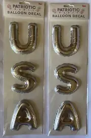 USA Metallic Balloon Puffy Decal Stickers 3 1/2”H, 3” W Party Patriotic Lot of 2