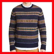 POLO RALPH LAUREN Navy Lambs Wool Knit Fair Isle Sweater Jacket Mens Size XXL