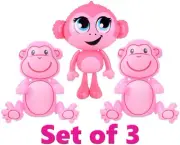 (Set of 3) 24" Cute Pink Monkeys Inflatable Baby Inflate Toy Party Decoration