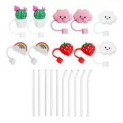 2Pcs Silicone Straw Covers Cute Straw Caps Straw Tips Silicone Straw Lid for 8 mm Straws