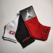 Nike Air Jordan Youth 3-Pack Quarter Socks - Kids Size 5Y -7Y - Black White Red