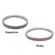 De Buman Sterling Silver Natural Ruby or Sapphire Bangle Bracelet