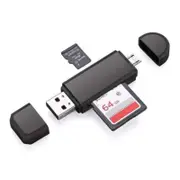 Universal Micro Usb Multifunction Card Reader 2 In 1 2.0 Connectors Sd Tf Jet Black Memory Card Readers & Adapters