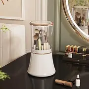 360 Rotating Makeup Brush Holder Organizer ,Makeup Brush Holder with Lid, Makeup brush organizer, Cosmetic Tools Storage Organizer for Vanity Desktop Bathroom Countertop (White)