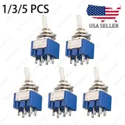 1/3/5PCS DPDT Guitar Mini Toggle Switch 2 Position ON/ON 6 PIN Car/Boat Switches