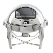 Tablecraft Round Stainless Steel Stackable RollTop Chafer w/ Glass