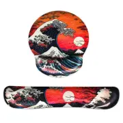 Ergonomic Japanese Sea Waves Small Mouse Pad with Wrist Rest and Keyboard Wri...