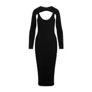 [Jonathan Simkhai X Wolford] Jonathan Simkhai X Wolford-Black Wool Blend Contoured Ribs Dress-Donna S