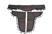 # 3 piece set Black Eco Leather Curtains with Black Tassels for Scania Trucks