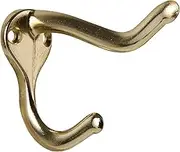 HASWARE 6 PCS Double Prong Robe Hook, Dual Coat Hooks Wall Mounted Hooks Robe Hooks Hangers Heavy Duty with 12 Pieces Screws for Home Coats Hat Clothes Hanger Towel Keys (Bright Brass)