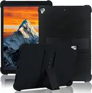 ROUMAYMAY for iPad 9th 8th 7th Generation Case 10.2 inch with Kickstand Adjustable, Soft Silicone Rubber Lightweight Shockproof Tablet Cover for iPad Air 3 10.5 inch with Stand, Black
