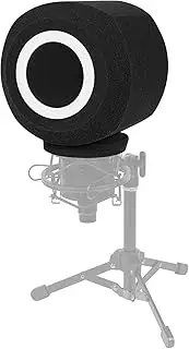 Geekria for Creators Professional Microphone Isolation Ball, Microphone Windscreen Pop Filter, Foam Windscreen Compatible with Shure MV7X, MV7+, ATH AT2035 Microphone Antipop Foam Cover (Black)