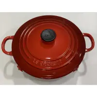 在飛比找蝦皮購物優惠-二手Le Creuset 鑄鐵鍋 經典櫻桃紅22cm圓鍋（3