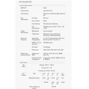 SeaSonic 海韻 Focus GM-750 750W 金牌 半模組 電供 電源供應器