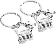 [Minkissy] 2Pcs Keychain Cleaning Charms Pendant for Bags Decorative Witch Broomstick Design Lightweight Keyring for Housekeeping Business Use Versatile Key Holder Accessory