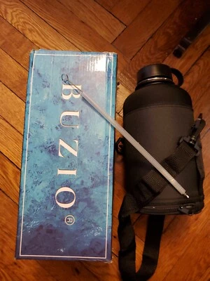 BUZIO 64 Oz Water Bottle with Straw & Spout Lid, Vacuum Insulated Water Bottle H