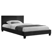Monica PU Leather Queen Bed Frame Modern Design Comfortable Upholstery Black