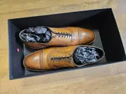 Allen Edmonds size 11 B Strand Men's Leather Cap-Toe Oxfords Walnut NEW