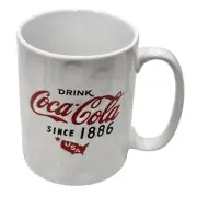 Coca-Cola Since 1886 USA Engraved Ceramic Coffee Mug White 17oz Vintage Design