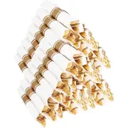 400PCS Pre Rolled Gold Plastic Silverware Sets - Heavy Duty Hammered Gold Cut...