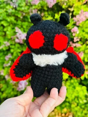 Crochet Mothman Plushie- Cryptid Plush- Handmade Horror Plush Toy