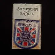 Vintage New in Package, Queen's Silver Jubilee badge, 1977 Sampsons Woven Badges