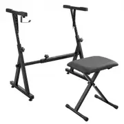 VEVOR Piano Keyboard Stand and Bench Set, Z Style, Heavy-Duty Digital Piano Music Stand and Seat, 250 lbs Capacity with Adjustable Piano Bench Width H