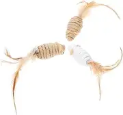 BELLIFFY 3pcs Tooth Grinding Cat Kitten Cute Cat Plush Furry Indoor Mouse Kittens Stimulating Squeaky for Cartoon - Small Pet Feather