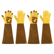 M Long Gardening Gloves Cowhide Leather Pruning Garden Gloves Yellow/Brown