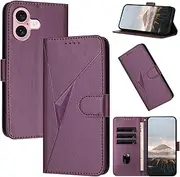 Oduio for iPhone 16 Case Wallet iPhone 16 Cases with Wrist Strap Magnetic Clasp iPhone 16 Cover PU Leather with Card Holde Slot Stand Flip Folio Covers for Women for Man Purple
