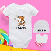 在飛比找蝦皮購物優惠-Moschino 可愛舒適 100 棉質連身衣女嬰衣服可定制