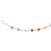 Silver 17cm Multi Colour Crystal Heart Bracelet in Multi-colour