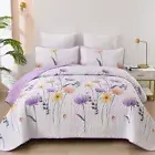 Floral Quilted Coverlet Patchwork Bedspread Set Queen King Size Bed Pillowcases