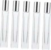 ARTSEWPLY 5Pcs Refillable Roller Ball Bottles Clear Leakproof Glass Perfume Containers for Essential Oils Travel Friendly Design for Daily Care and Organization