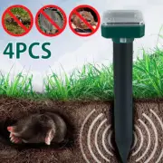 4 Pack Solar Mole Repellent Waterproof Outdoor Ultrasonic Snake Repeller KofwH