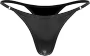 [Sinleey] Women's Metallic Micro G-String Thong Underwear Bikini Knickers High Waist Sexy T-Back Briefs