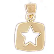 14K Gold Disc Charm with Cutout Celestial Star