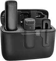 2 in 1 Wireless Lavalier Microphone with Charge Case for iPhone iPad, for Live Stream, YouTube, TikTok, Facebook, Noise Reduction Auto-Sync for iOS/Android (iOS(with Charge Case))