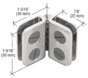 Chrome Finish Hinge Display Connector for 1/8", 3/16" and 7/32" Glass