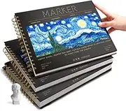 Premium 8K (Almost The Size of A3) Sketchbook with 60 Sheets of 130gsm Paper, Hard Cover, Spiral Bind - Perfect for Alcohol and Water Based Markers, Pencil Sketching, and More!