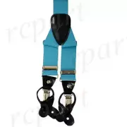 New in box Men's Suspender elastic braces clips buttons wedding party Turquoise