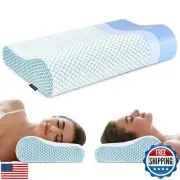 Memory Foam Bed Pillow for Sleeping, Ergonomic Cervical Contour Neck Support