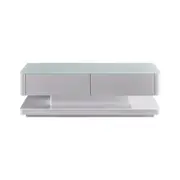 Stylish Coffee Table High Gloss Finish Shiny White Colour with 4 Drawers Storage