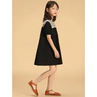 在飛比找ETMall東森購物網優惠-夏季泡泡袖拼接黑色裙子女童裝
