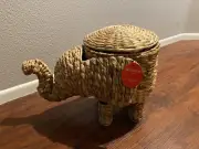 Opalhouse Elephant Basket Rattan Wicker Water Hyacinth 12" Planter Storage NWT